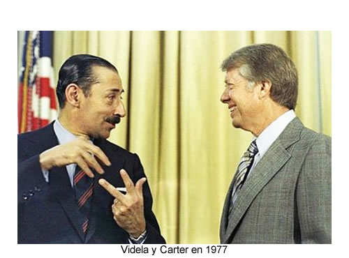 Jorge Rafael Videla en la Casa Blanca junto al presidente de los Estados Unidos Jimmy Carter en 1977